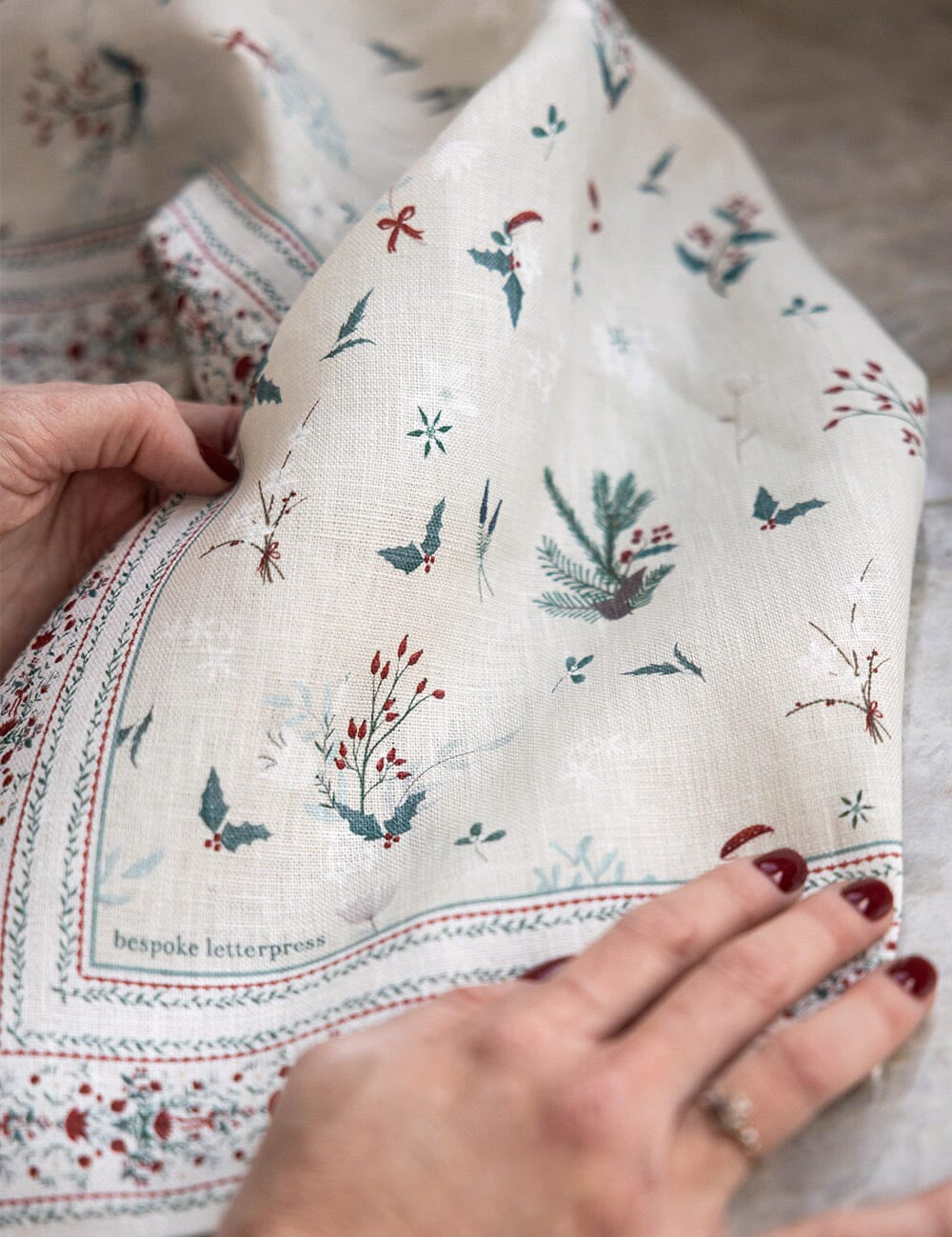 Heirloom Christmas Holly Tea Towel - Pure Apotheca