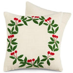 Holly Wreath Embroidered Pillow 30x30cm - Pure Apotheca