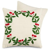 Holly Wreath Embroidered Pillow 30x30cm - Pure Apotheca