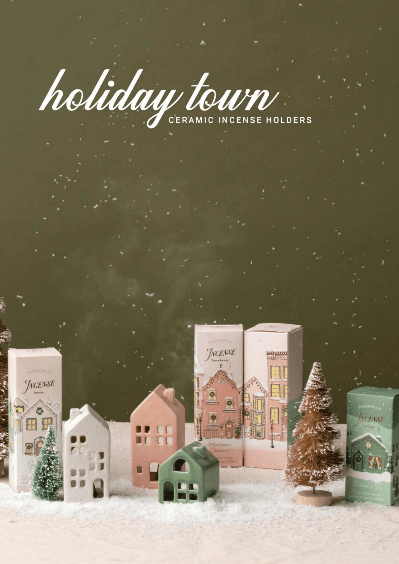 Incense Cone Holiday White Ceramic House Teakwood Tobacco - Pure Apotheca