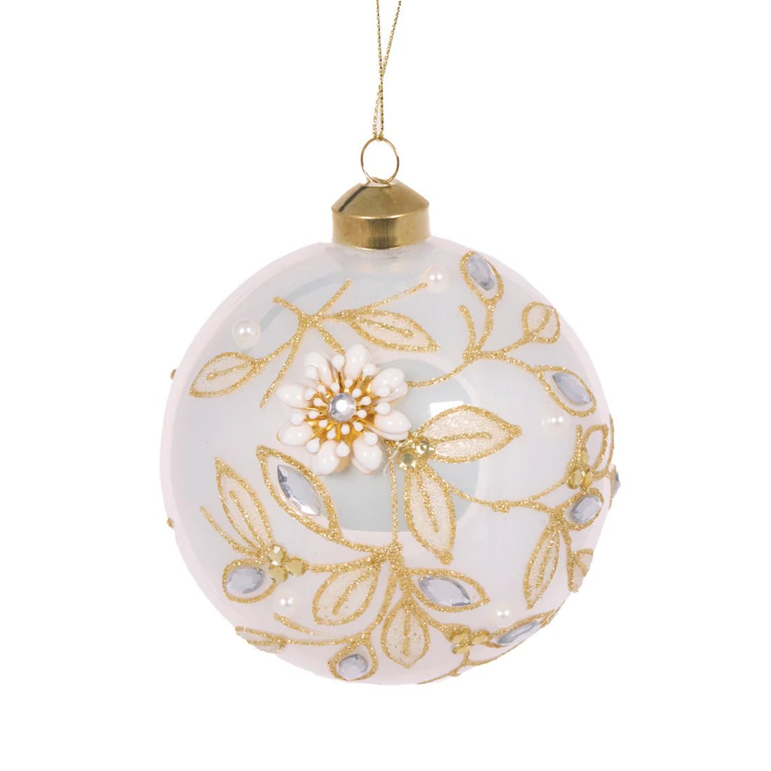 IVORY EMBELLISHED FOLIAGE BAUBLE - Pure Apotheca