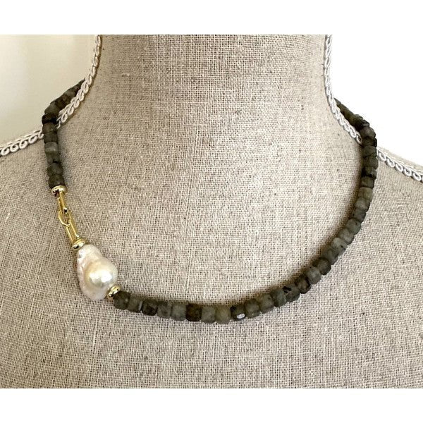 Juanita Laboradite Baroque Pearl Gold Chain Necklace - Pure Apotheca