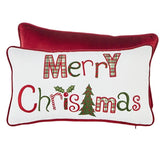 Merry Christmas Embroidered Velvet Reverse Pillow 45x25cm - Pure Apotheca