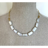 Raya Rectangular Pearl Gold Chain Necklace - Pure Apotheca