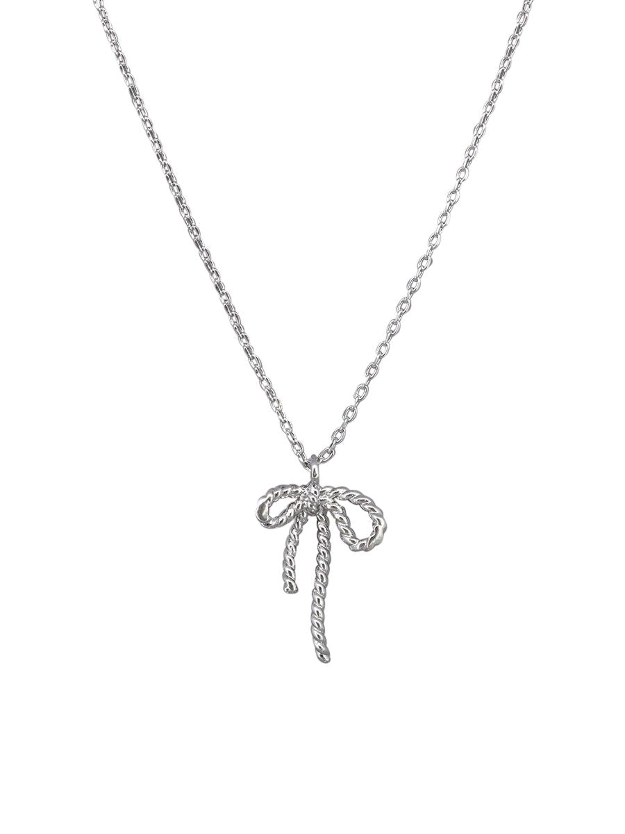 Silver Rope Bow Necklace - Pure Apotheca