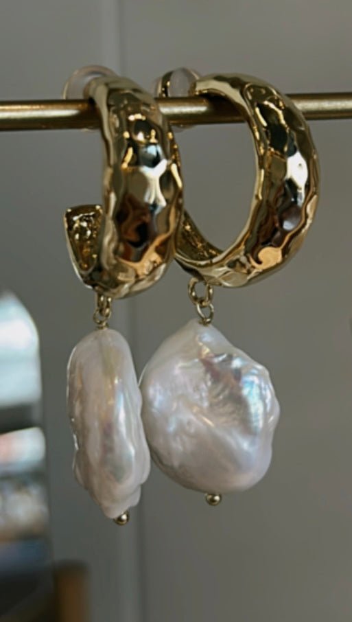 Sylvia Pearl Gold Hoop Earrings - Pure Apotheca
