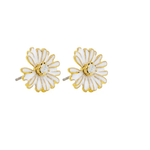 White Enamel Daisy Crystal Earring - Pure Apotheca