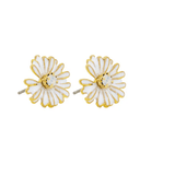 White Enamel Daisy Crystal Earring - Pure Apotheca