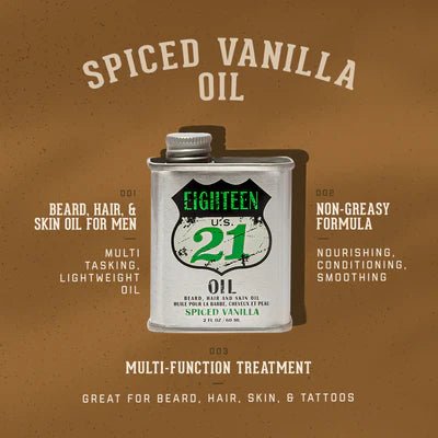 18.21 Man Made Beard, Hair & Skin Oil Spiced Vanilla 60ml - Pure Apotheca