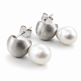 Serenia Teardrop Pearl Silver Stud Earrings