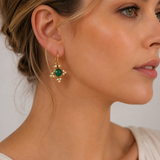 Georgette Etched Glass Green Drop Earrings