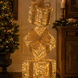 95cm Illuminated Gold Beaded Gift Stack 6000 LED