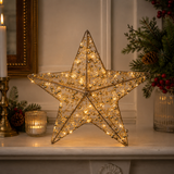 25cm Illuminated Gold Beaded Star 50 LED
