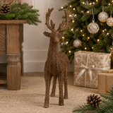 Natural Faux Rattan Standing Deer 43cm