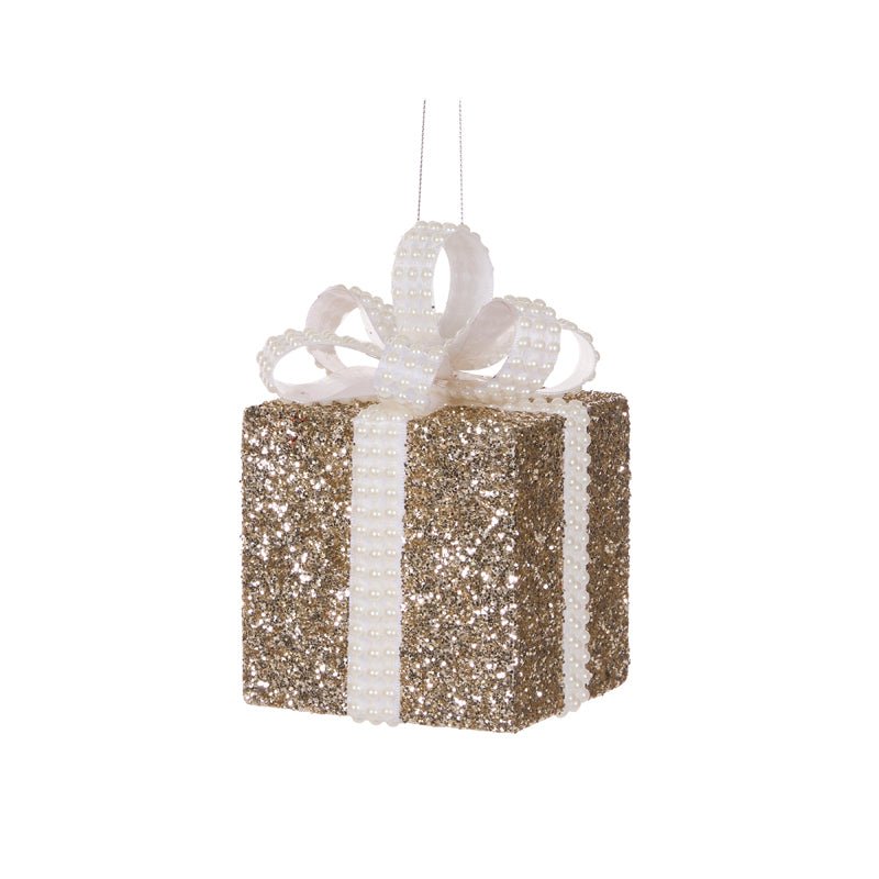 10 CM CHAMPAGNE AND WHITE GLITTERED GIFT BOX - Pure Apotheca