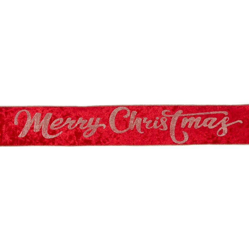 10 CM RED 'MERRY CHRISTMAS' VELVET RIBBON - Pure Apotheca