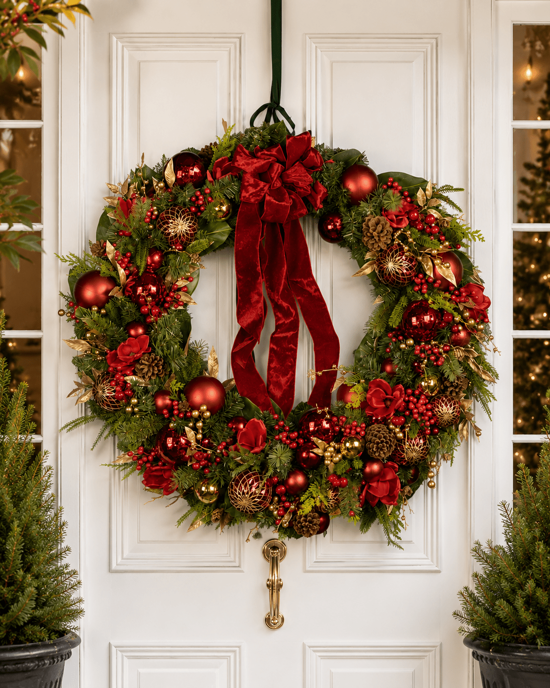 105cm Red & Gold Exquisite Wreath - Pure Apotheca