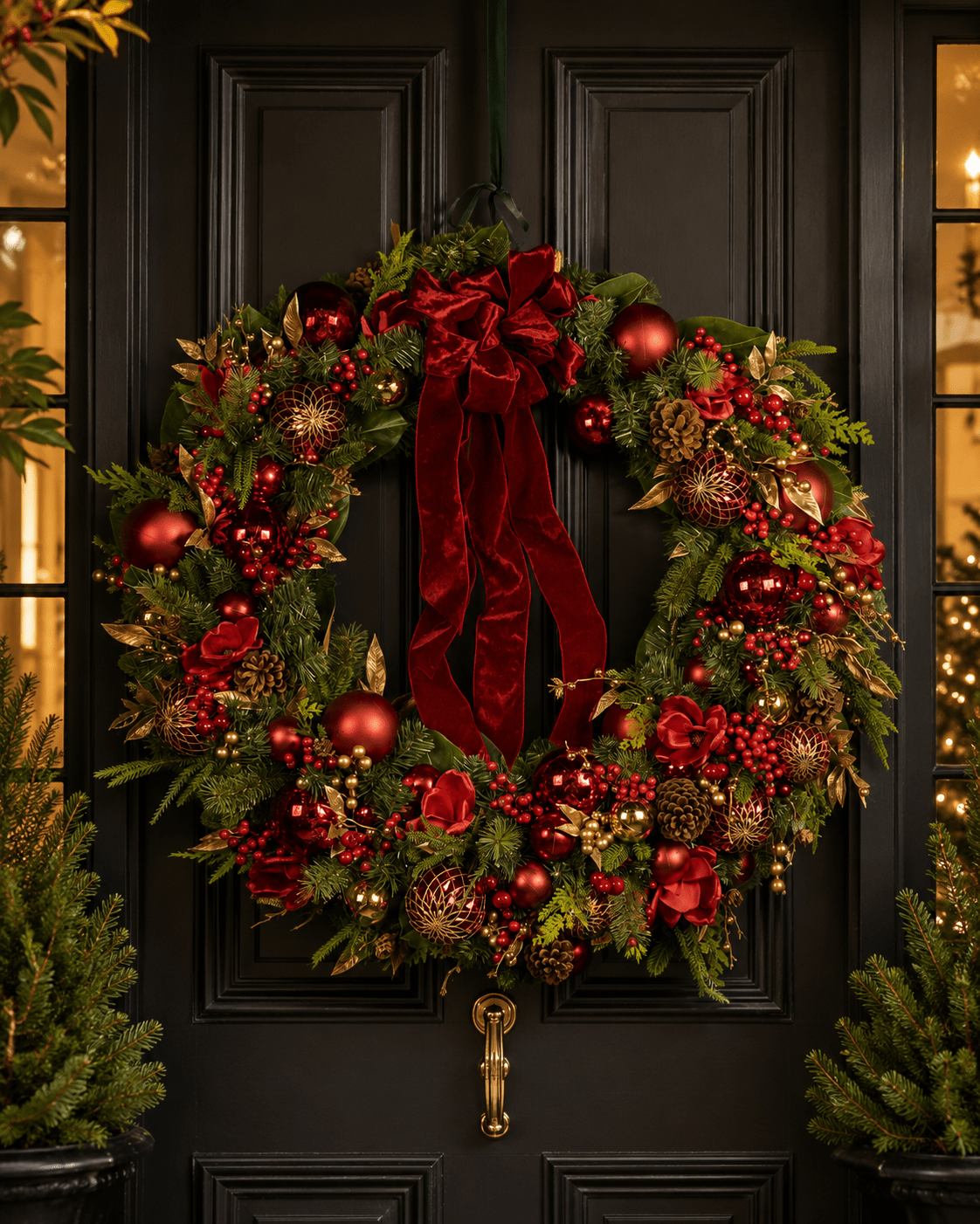 105cm Red & Gold Exquisite Wreath - Pure Apotheca