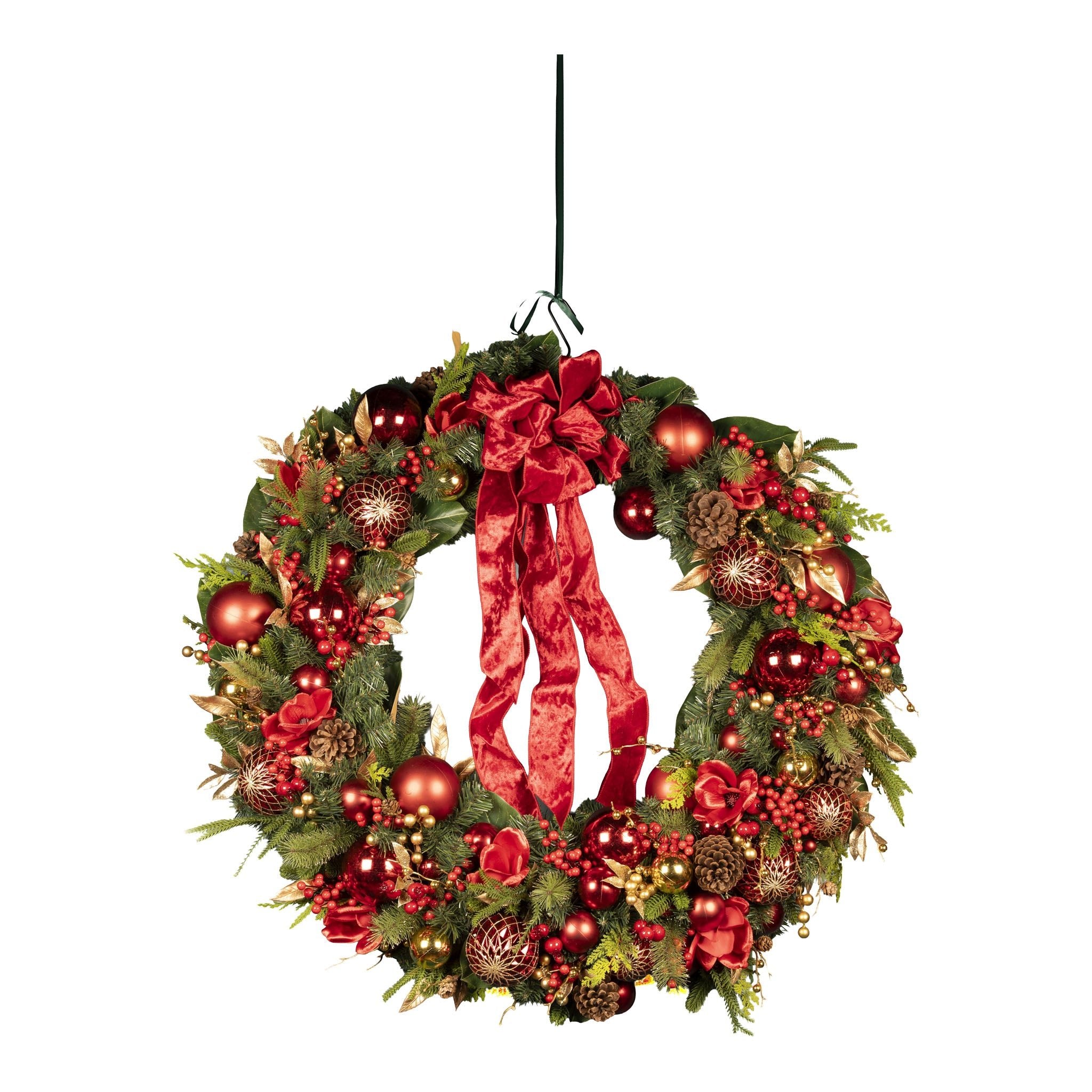 105cm Red & Gold Exquisite Wreath - Pure Apotheca