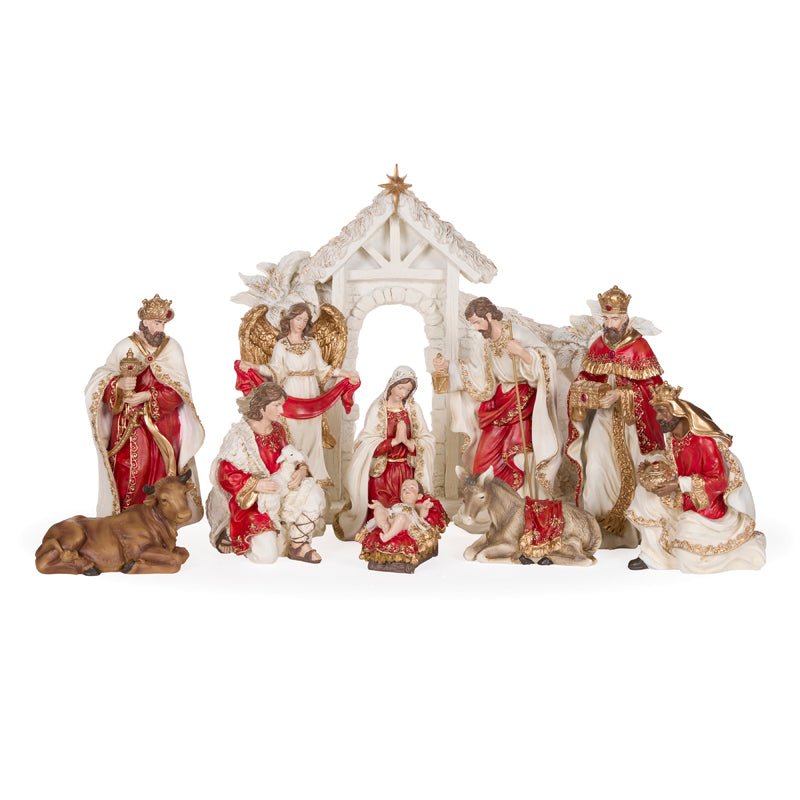 11 PIECE RED AND GOLD NATIVITY SCENE - Pure Apotheca