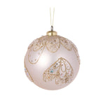 12 CM MATTE CHAMPAGNE PIPED GLITTERED BAUBLE - Pure Apotheca