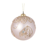 12 CM MATTE CHAMPAGNE PIPED GLITTERED BAUBLE - Pure Apotheca