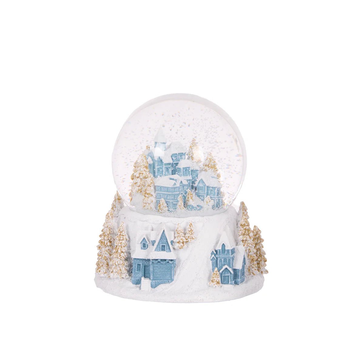 12 CM MUSICAL BLUE AND WHITE VILLAGE SNOW GLOBE - Pure Apotheca