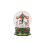 12 CM MUSICAL RED AND GREE MERRY - GO - ROUND SNOW GLOBE - Pure Apotheca