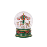 12 CM MUSICAL RED AND GREE MERRY - GO - ROUND SNOW GLOBE - Pure Apotheca