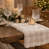 Ivory Faux Fur Table Runner 150x30cm