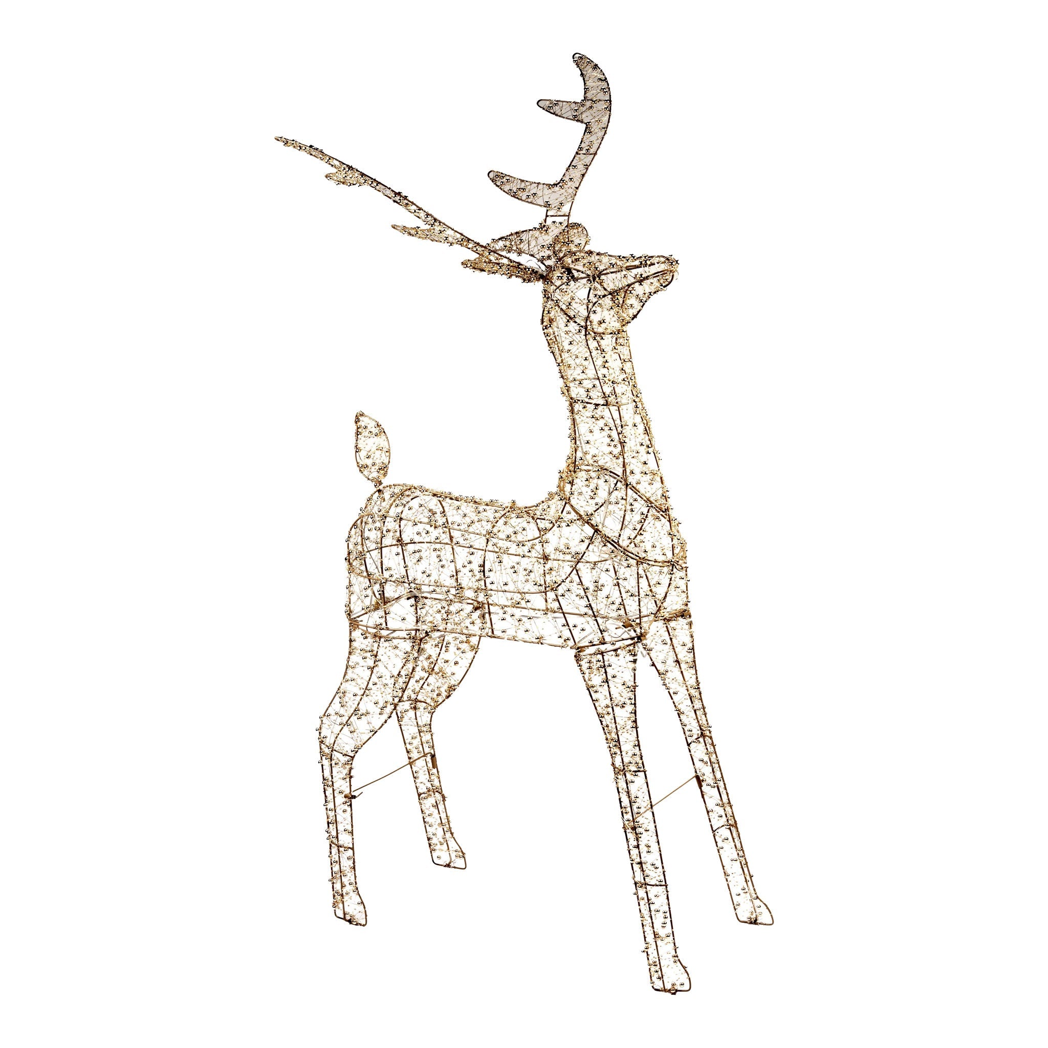 125cm Illuminated Gold Beaded Reindeer 720 LED - Pure Apotheca