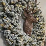 126.5 CM WOOD CARVED REINDEER WALL DECOR - Pure Apotheca