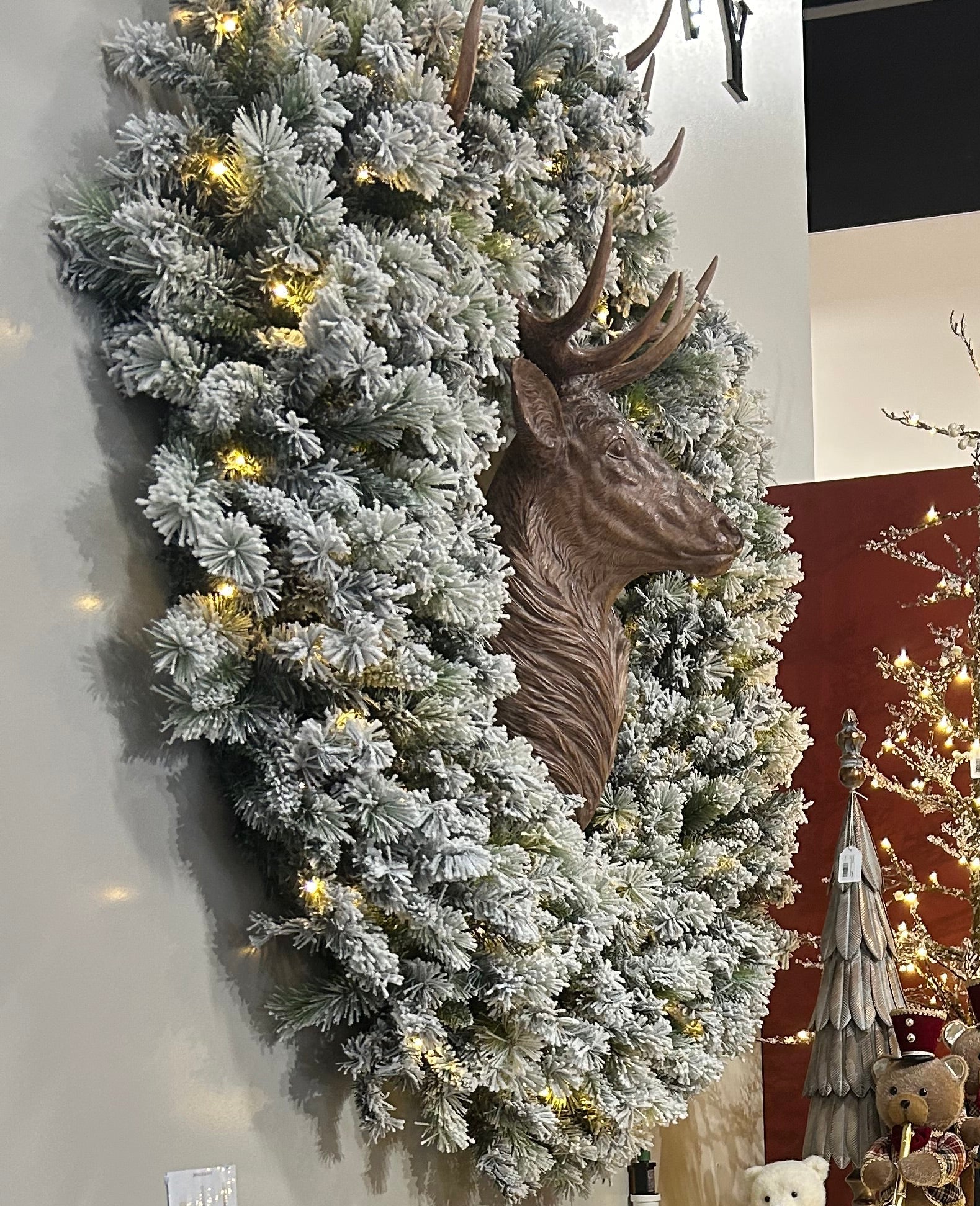 126.5 CM WOOD CARVED REINDEER WALL DECOR - Pure Apotheca