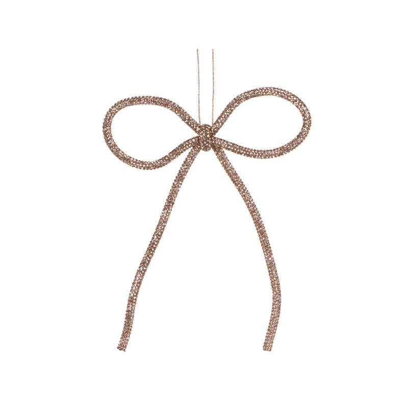 14 CM CHAMPAGNE BEADED BOW ORNAMENT - Pure Apotheca