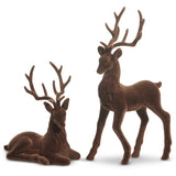 15" Brown Flocked Deer Set/2 - Pure Apotheca
