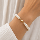 Cove Shell Pearl Disc Bracelet with Gold Magnet Clasp