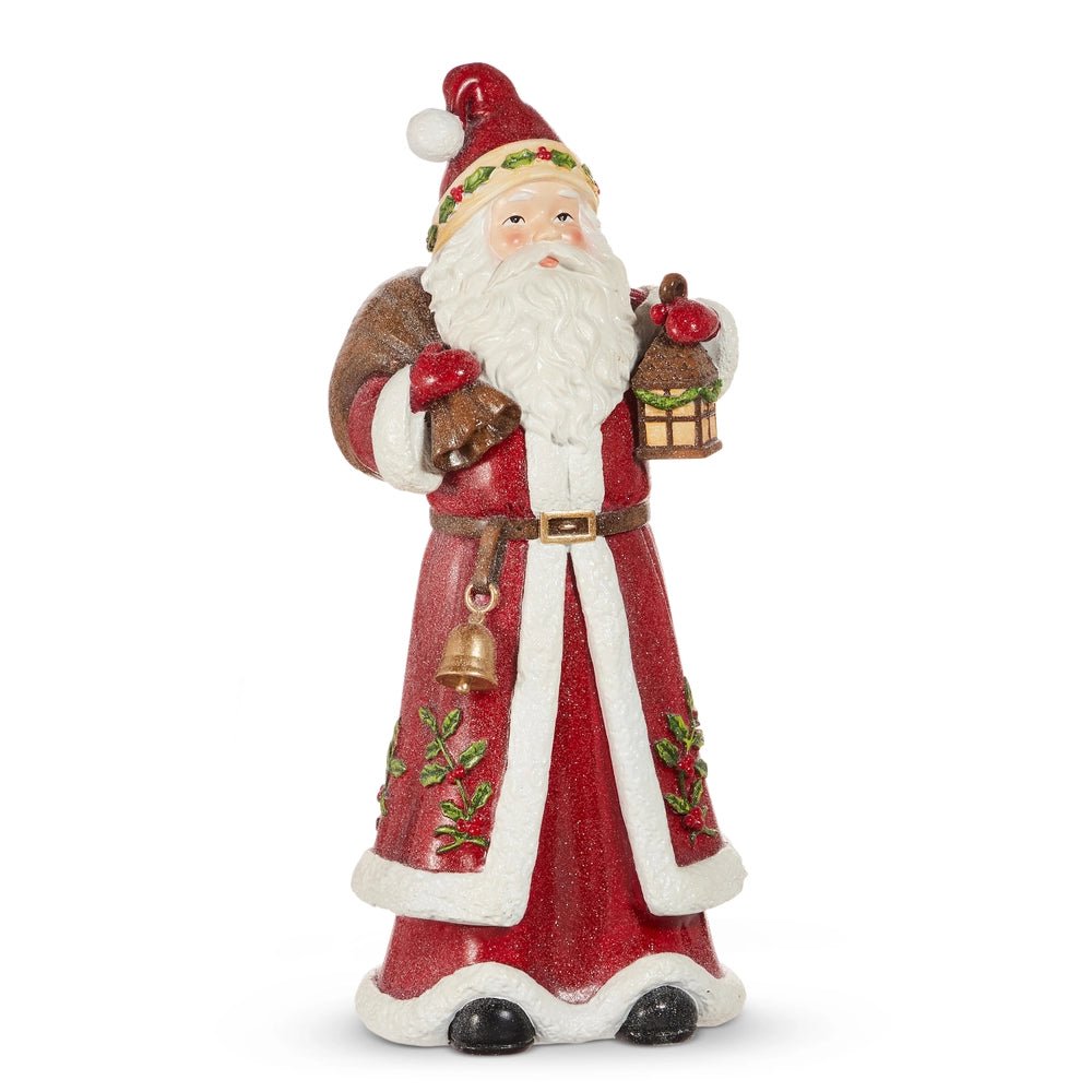 18" Holly and Pine Lantern Santa - Pure Apotheca