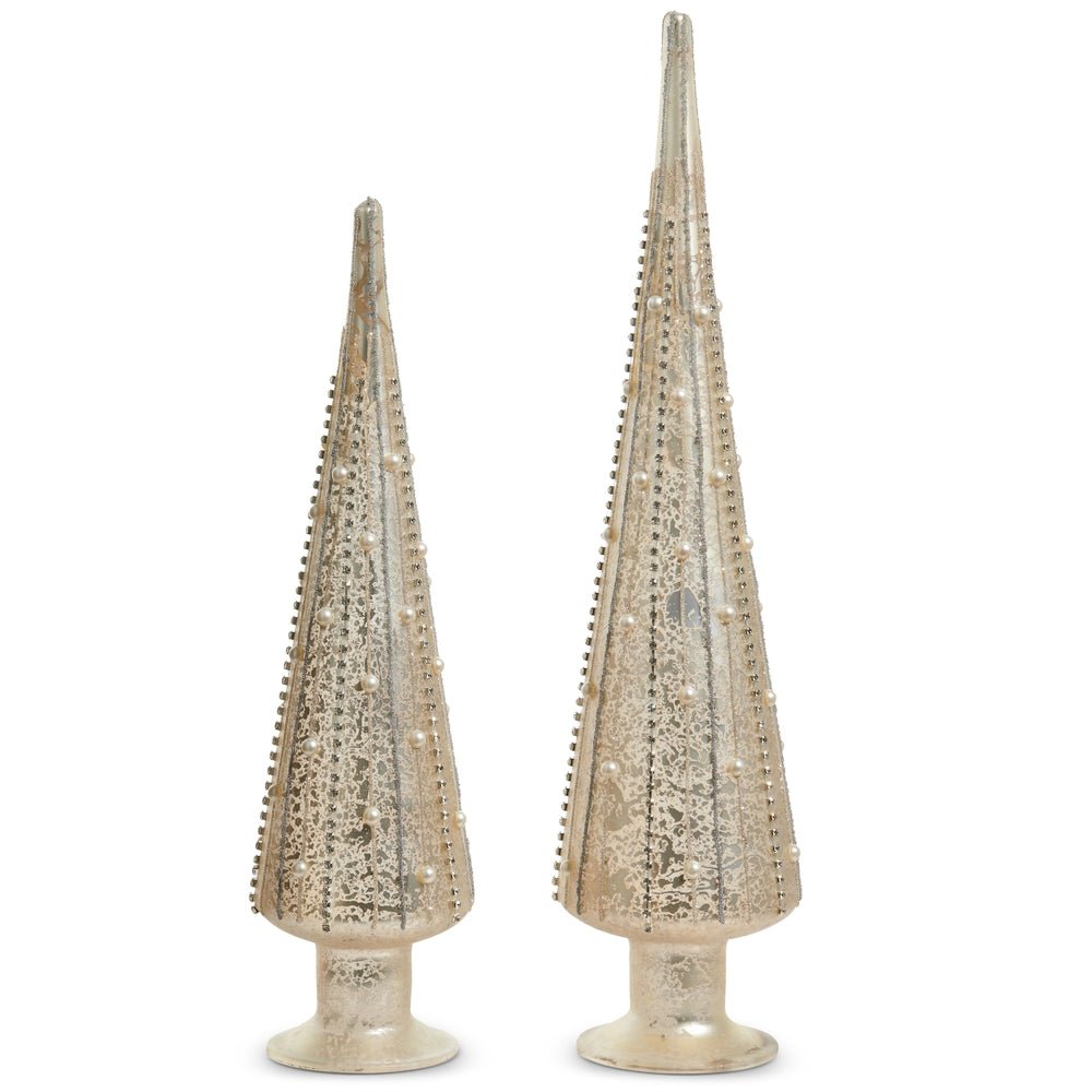 18" SILVER MERCURY GLASS PEARL TREES SET/2 - Pure Apotheca