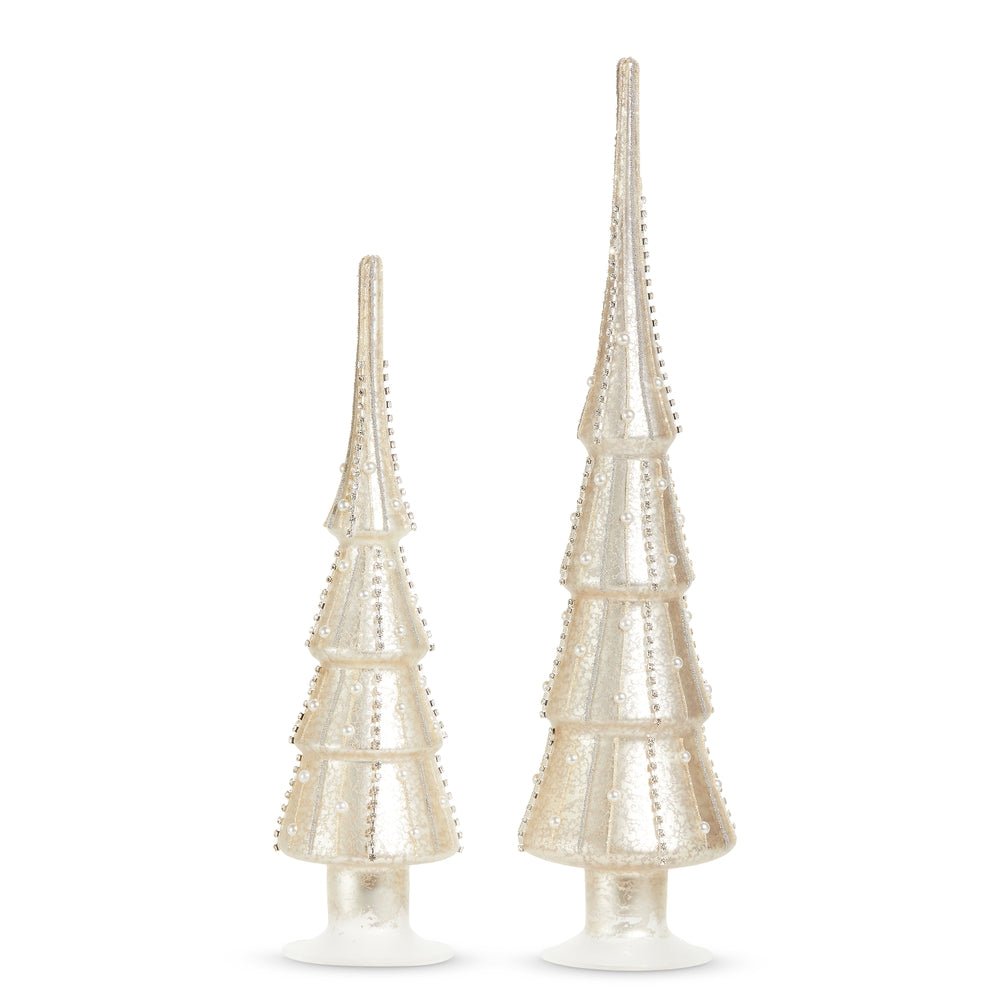 18" Silver Mercury Glass Pearl Trees Set/2 - Pure Apotheca