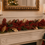 180cm Glittered Red Berry Magnolia Leaf Garland - Pure Apotheca