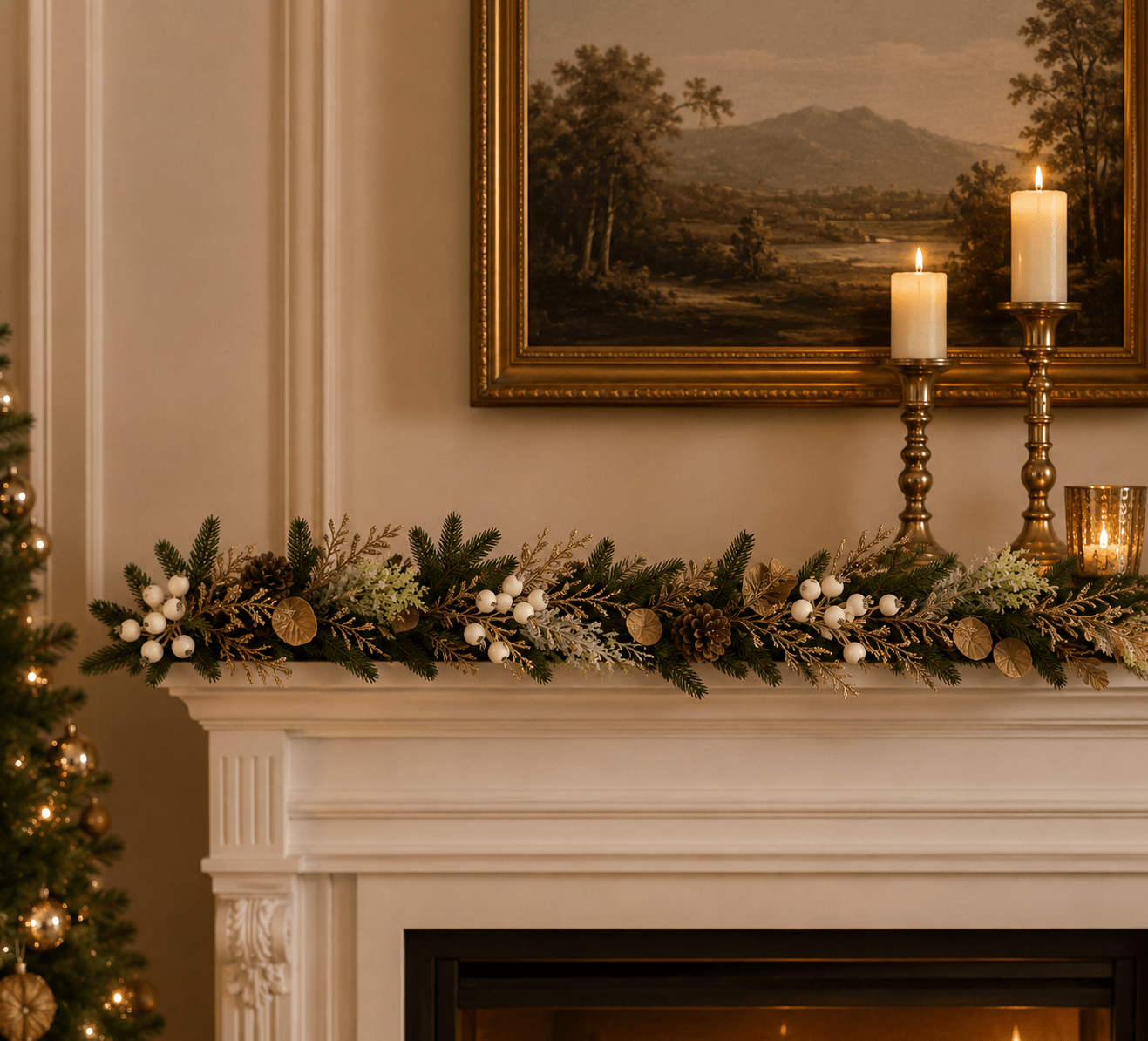 180cm Natural White Berry Garland - Pure Apotheca