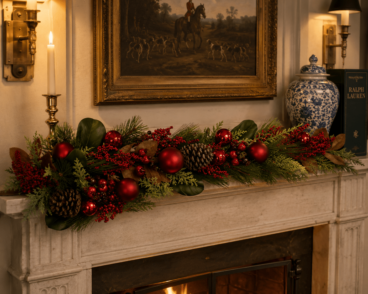 180cm Red Berry Pinecone Bauble Garland - Pure Apotheca