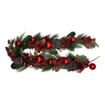 180cm Red Berry Pinecone Bauble Garland - Pure Apotheca