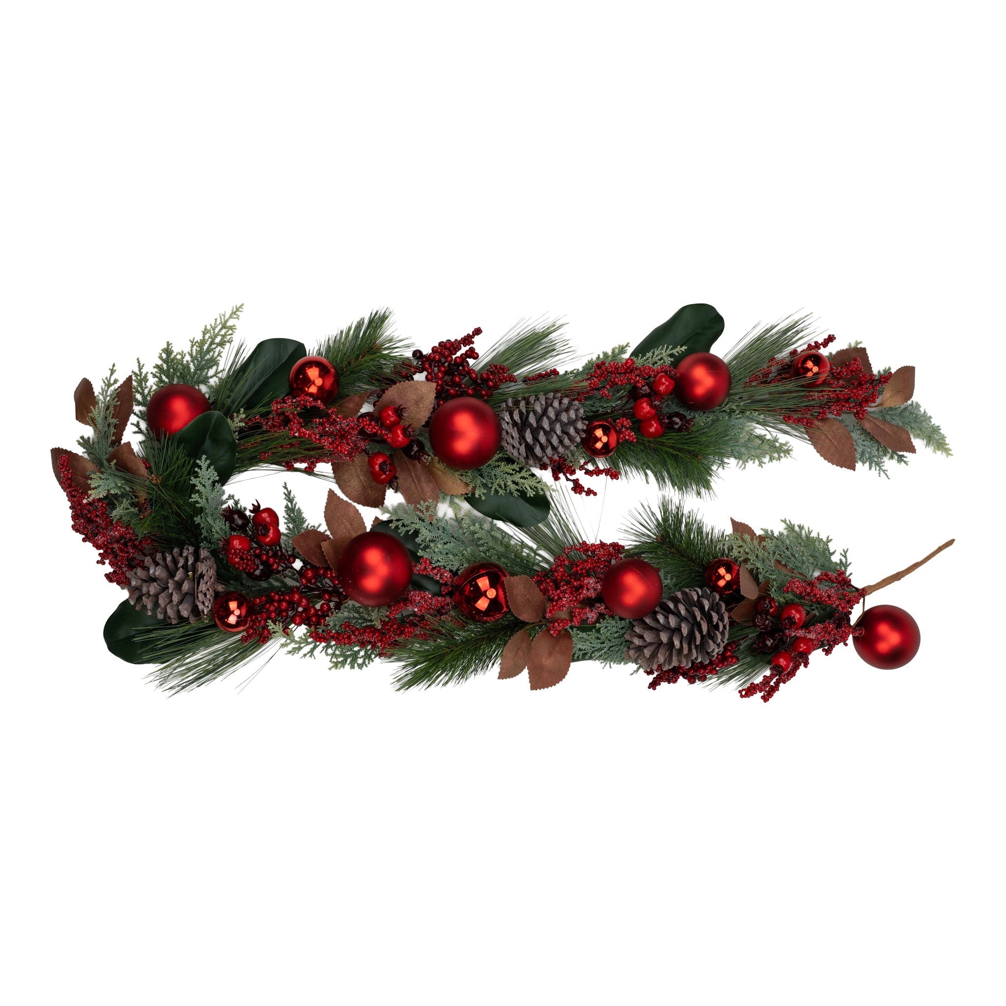 180cm Red Berry Pinecone Bauble Garland - Pure Apotheca
