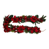 180cm Red Poinsettia & Apple Garland - Pure Apotheca