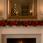 180cm Red Poinsettia & Apple Garland - Pure Apotheca