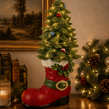 Vintage Traditional LED Christmas Tree in Santa Boot 38cm