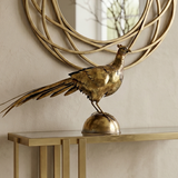 Antiqued Gold Pheasant on Base