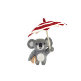 Koala with Umbrella Hanging Felt Ornament 14x17cm Grey