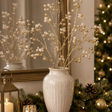 68cm Pearl And Gold Leaf Spray